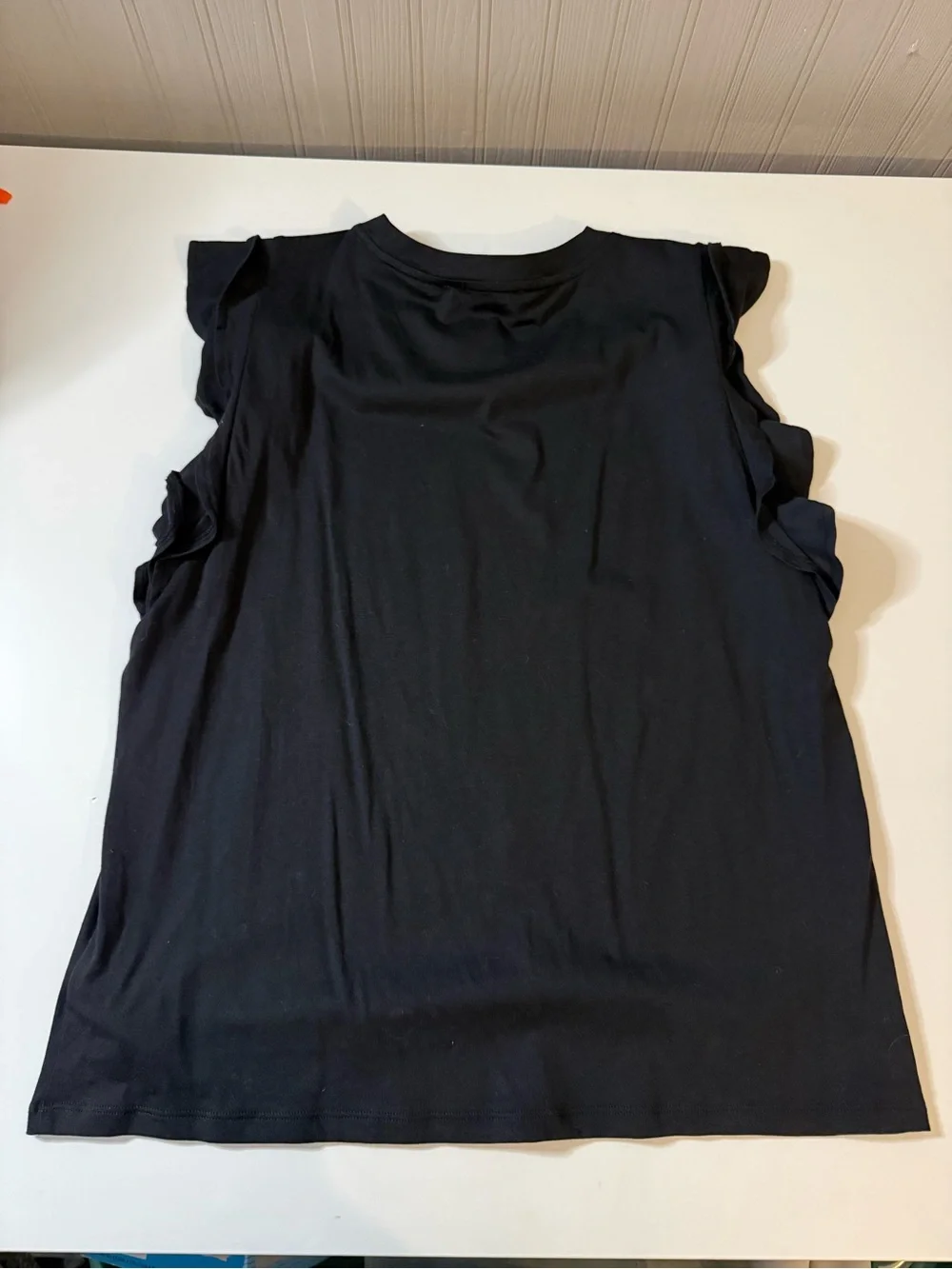 Michael Kors Black Ruffle Sleeve Tank Top